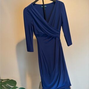 Elegant Blue Wrap Dress